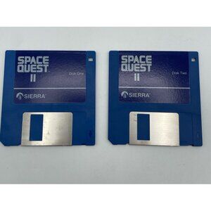 Vintage Space Quest 2 Sierra 3.5”  1987 Disk 1 And 2 PC Game **Untested